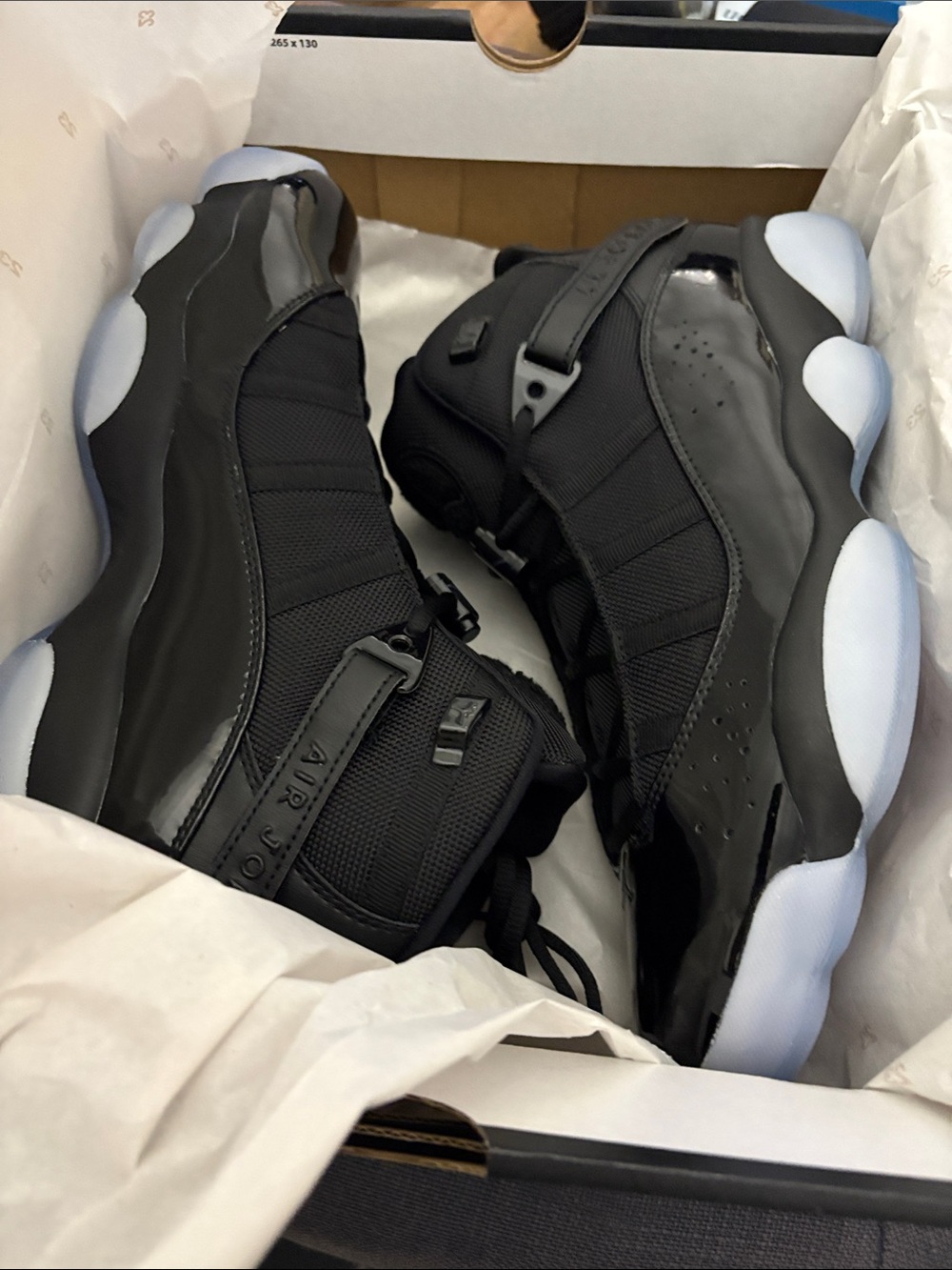 Jordan 6 Rings Men's Black and Ice Blue High-Top Sneakers